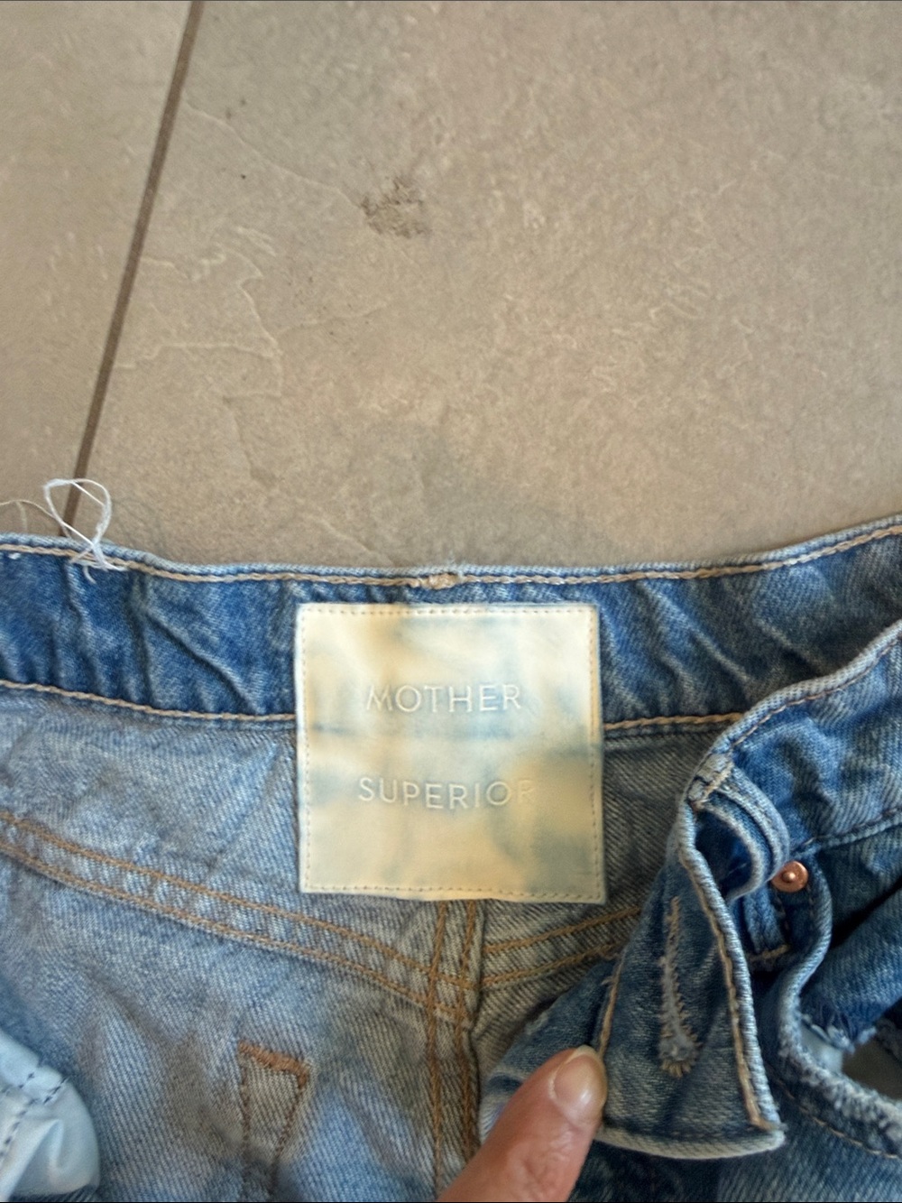 MOTHER Two-Tone Blue Wide-Leg Jeans with Dark Side Panels - Picture 2 of 12